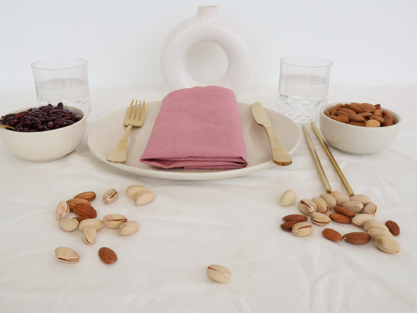 Rose Pink Table Napkin – 100% Cotton Reusable Dinner Napkin for Modern Dining - Bohoblockprinted