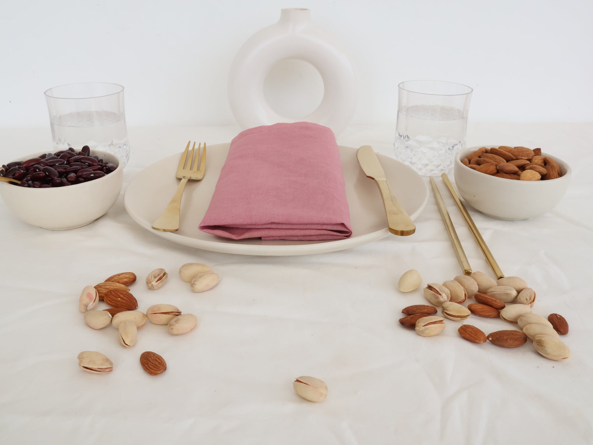 Rose Pink Table Napkin – 100% Cotton Reusable Dinner Napkin for Modern Dining - Bohoblockprinted