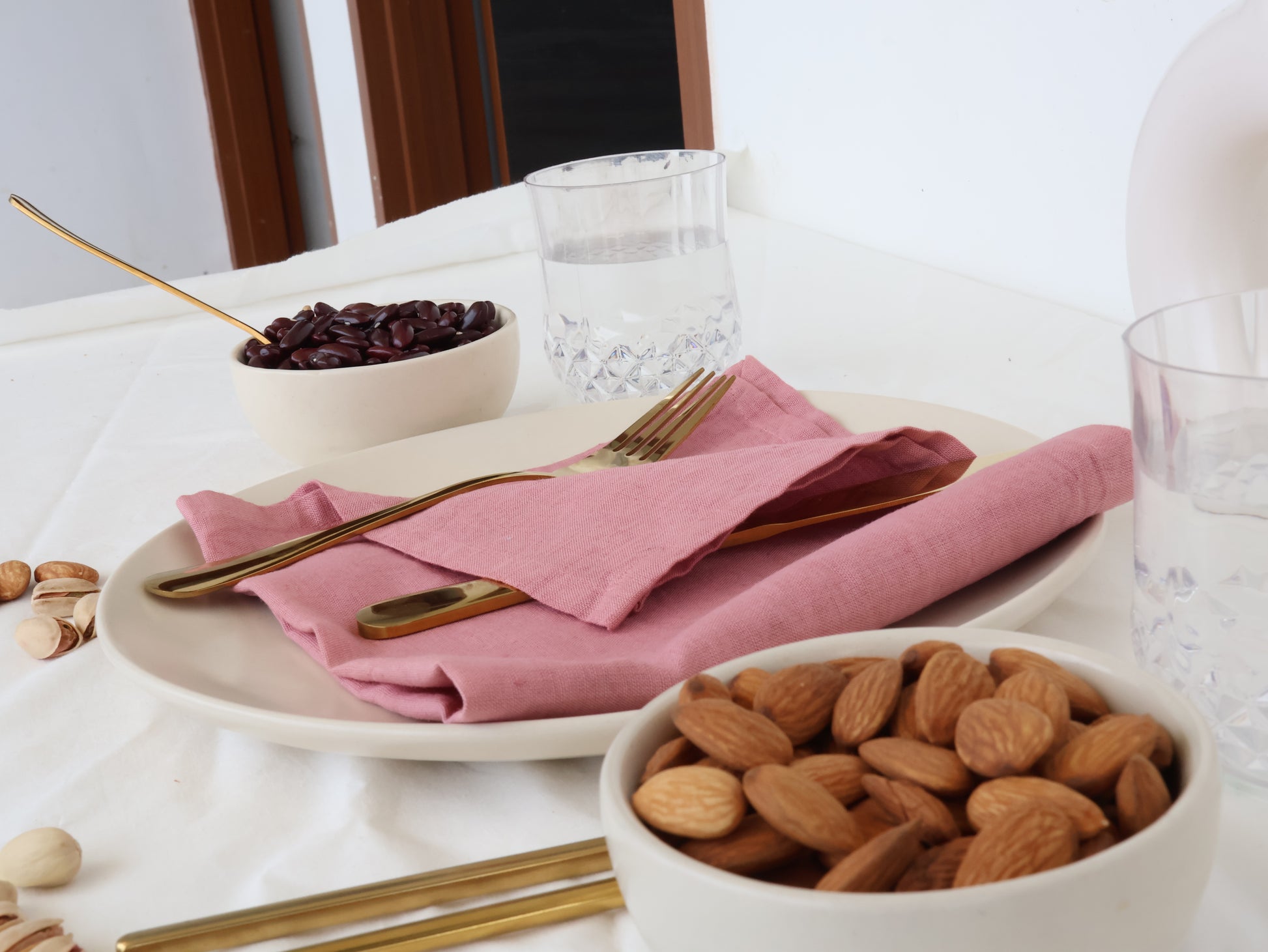 Rose Pink Table Napkin – 100% Cotton Reusable Dinner Napkin for Modern Dining - Bohoblockprinted