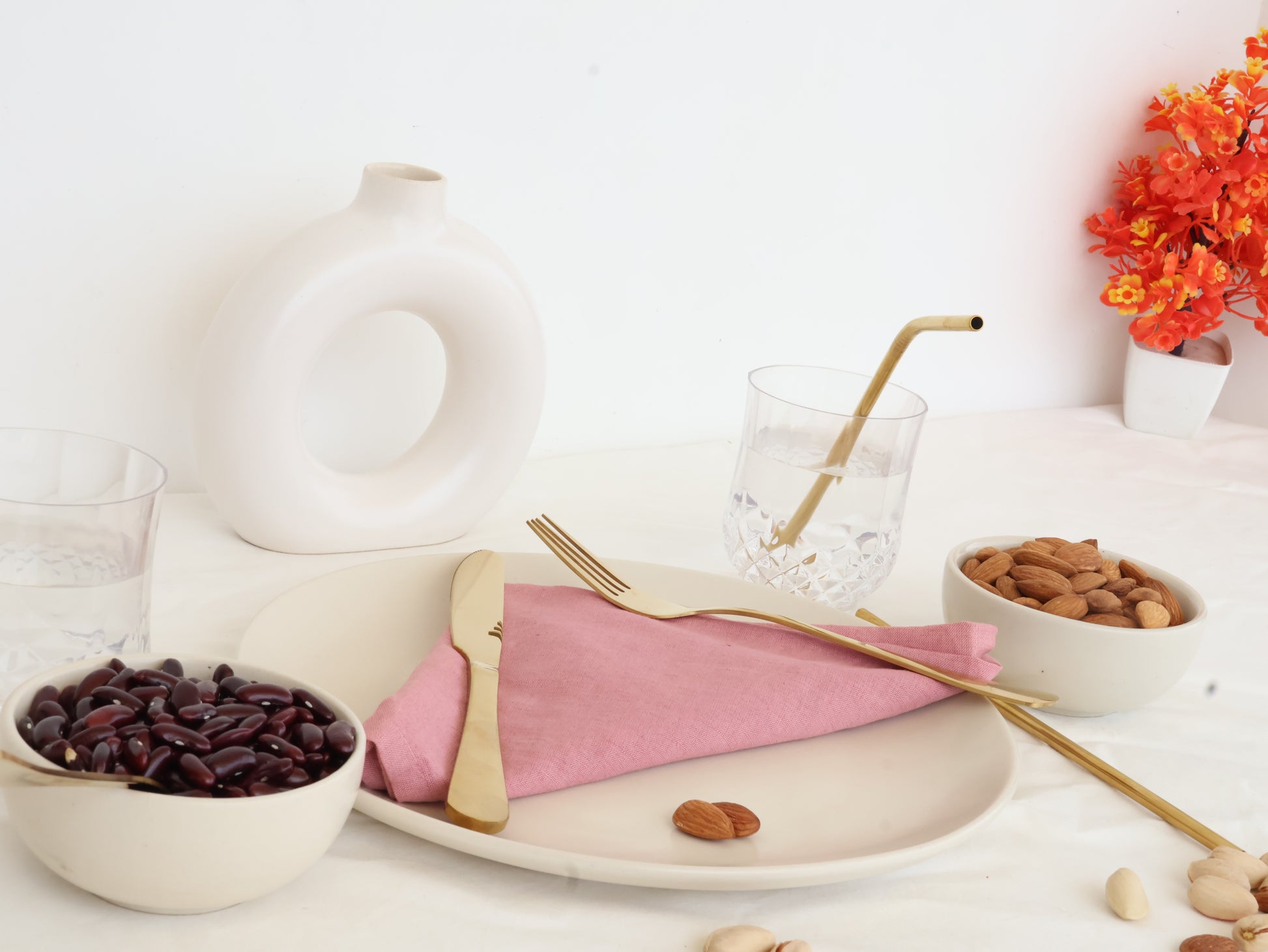 Rose Pink Table Napkin – 100% Cotton Reusable Dinner Napkin for Modern Dining - Bohoblockprinted