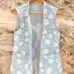 Hand Block Printed Floral Cotton Quilted Jacket – Sky Blue - Bohoblockprinted