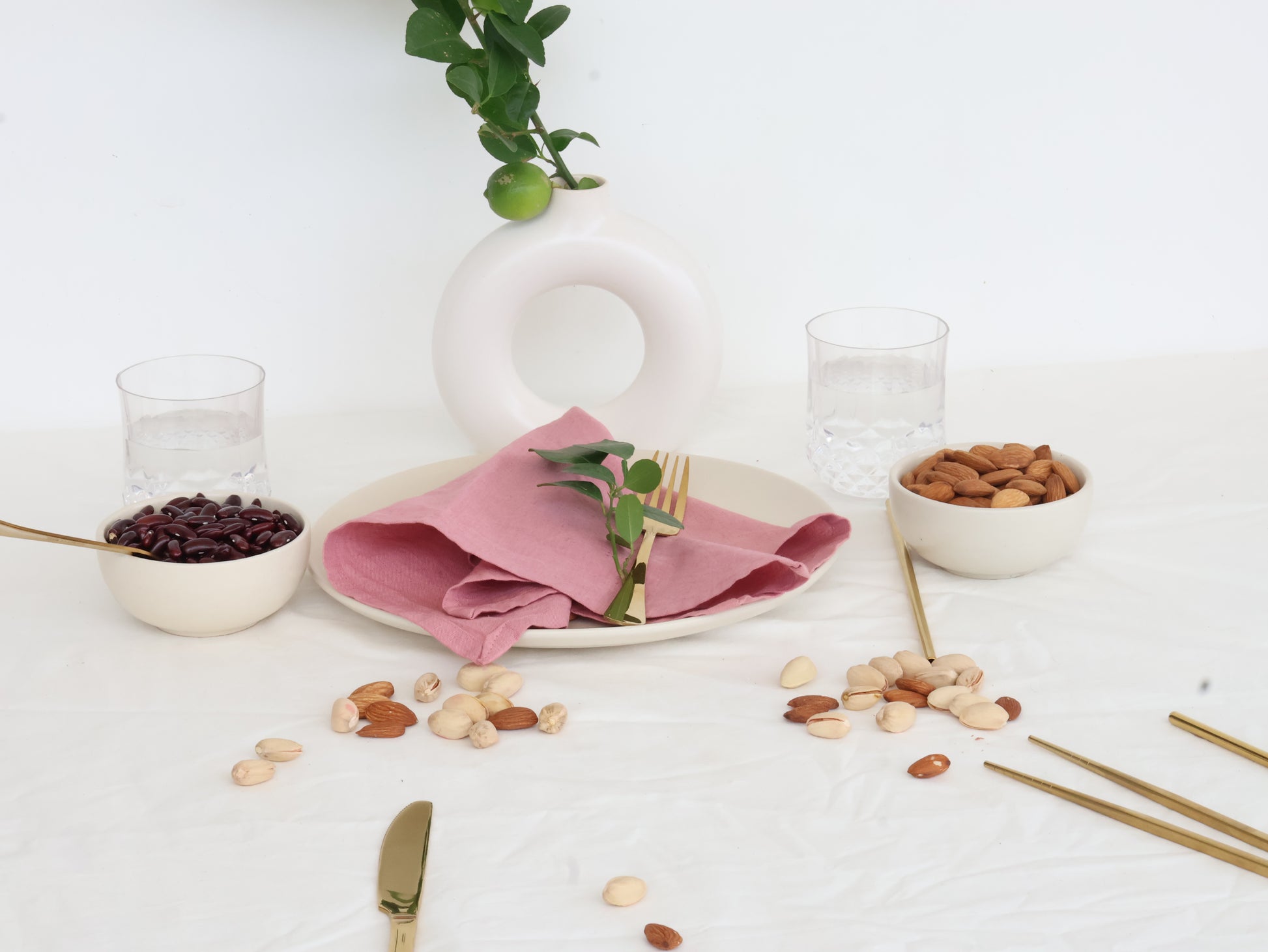 Rose Pink Table Napkin – 100% Cotton Reusable Dinner Napkin for Modern Dining - Bohoblockprinted