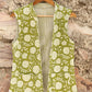 Hand Block Printed Floral Cotton Quilted Jacket- Green & White - Bohoblockprinted