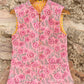 Hand Block Printed Floral Cotton Quilted Jacket - Pink - Bohoblockprinted