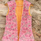 Hand Block Printed Floral Cotton Quilted Jacket - Pink - Bohoblockprinted