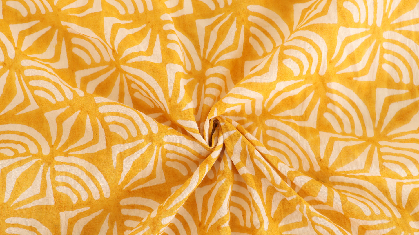 Hand Block Printed Cotton Bandana – Mustard Yellow Boho Scarf