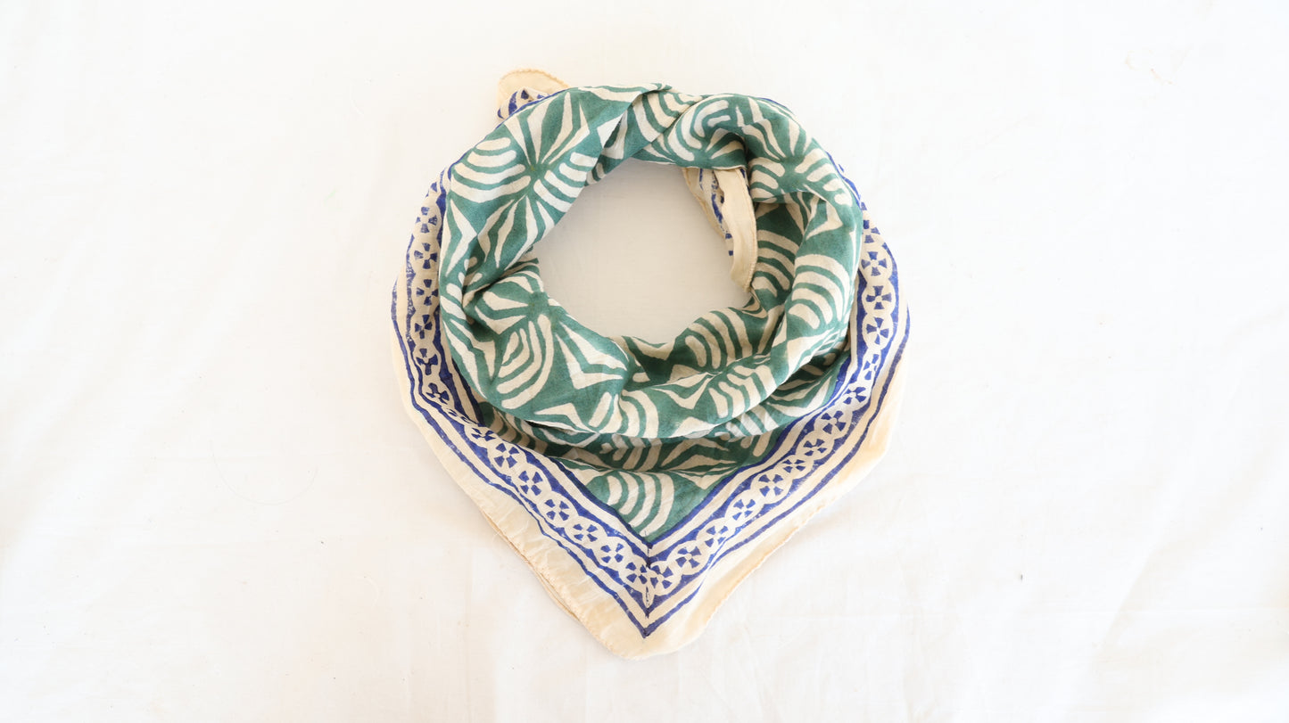 Artisan Hand Block Printed Bandana – 100% Cotton Boho Access