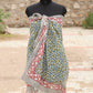 Handblock Printed Cotton Sarong – Blue & Yellow Floral Design with Red Border