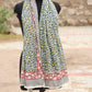 Handblock Printed Cotton Sarong – Blue & Yellow Floral Design with Red Border