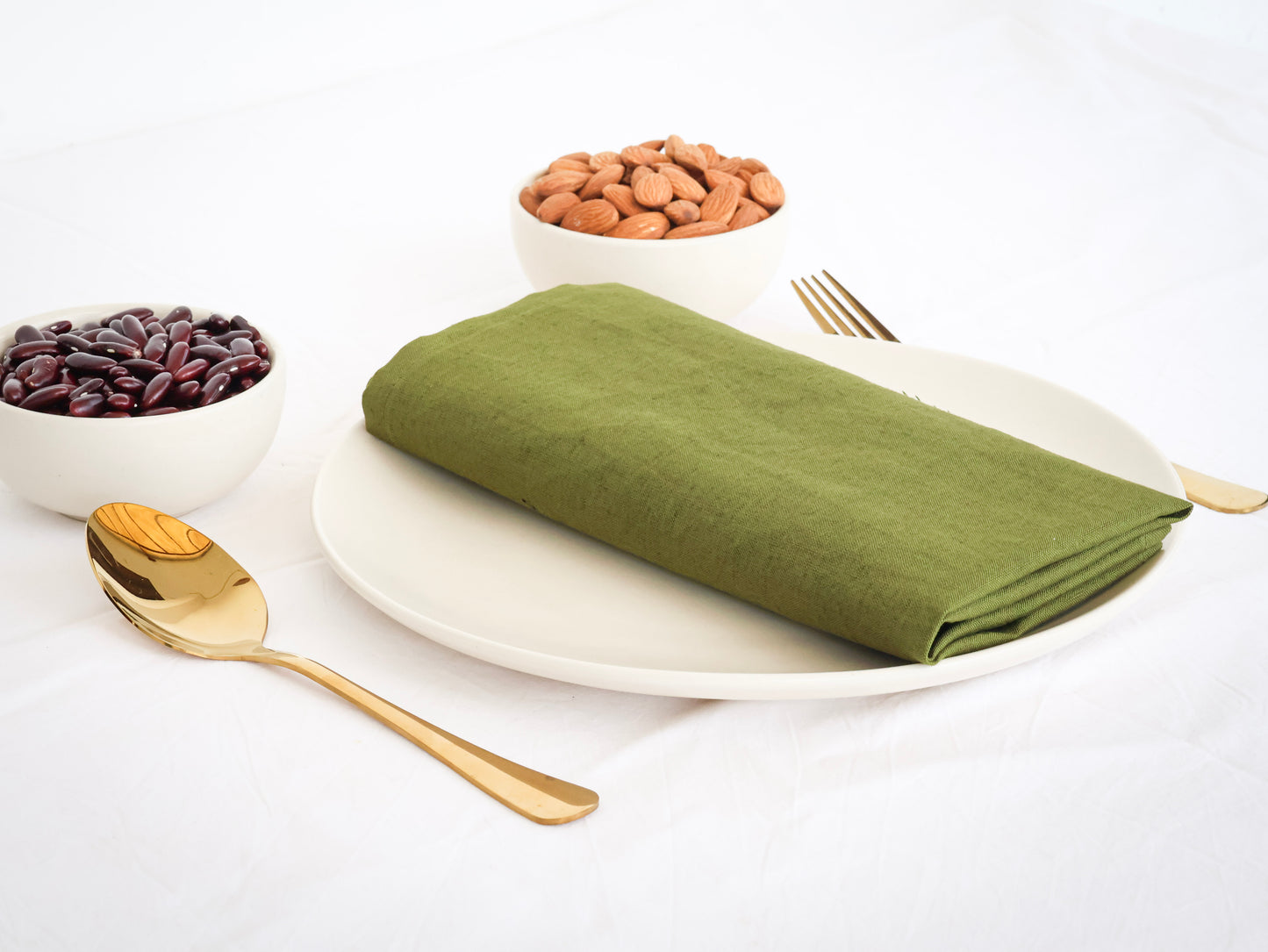 Olive Green Cotton Dinner Napkin – Soft, Reusable & Eco-Friendly Table Linen - Bohoblockprinted