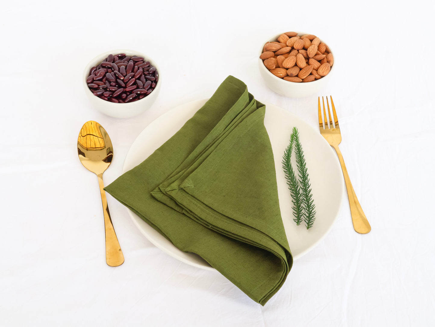 Olive Green Cotton Dinner Napkin – Soft, Reusable & Eco-Friendly Table Linen - Bohoblockprinted