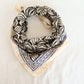 Hand Block Printed Cotton Bandana | Boho Black & White Head Scarf