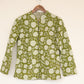 Olive Green Hand Block Printed Cotton Quilted Jacket - Bohoblockprinted
