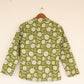 Olive Green Hand Block Printed Cotton Quilted Jacket - Bohoblockprinted