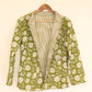 Olive Green Hand Block Printed Cotton Quilted Jacket - Bohoblockprinted