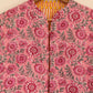 Pink Floral Hand Block Printed Cotton Quilted Jacket - Bohoblockprinted