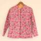Pink Floral Hand Block Printed Cotton Quilted Jacket - Bohoblockprinted