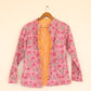 Pink Floral Hand Block Printed Cotton Quilted Jacket - Bohoblockprinted