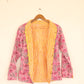 Pink Floral Hand Block Printed Cotton Quilted Jacket - Bohoblockprinted