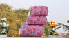 Pink Floral Hand Block Printed Quilted Pouch Set – 100% Cotton Travel & Makeup Organizer Bags