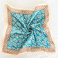 Hand Block Printed Cotton Bandana – Floral Geometric Pattern with Brown Border