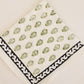 Cotton Bandana with Green Floral Print Border - Bohoblockprinted