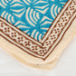 Hand Block Printed Cotton Bandana – Floral Geometric Pattern with Brown Border